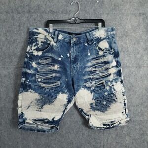 Red Ape Jean Shorts Mens 40 Faded Bleached Patch VTG Standard Fit Denim Cotton